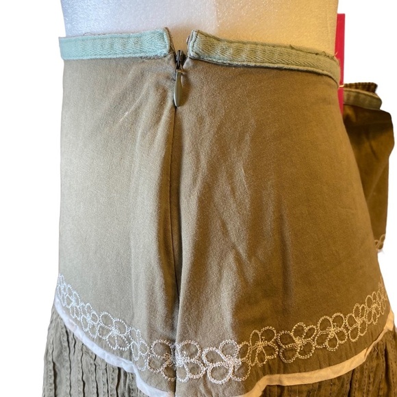 Vintage 80’s Prairie Skirt Large Drop Waist Multi Tiered Khaki and Ivory Retro - Picture 8 of 16